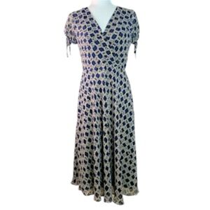 Adrianna Papell Silk Dress 6 Scalloped Flutter Hem